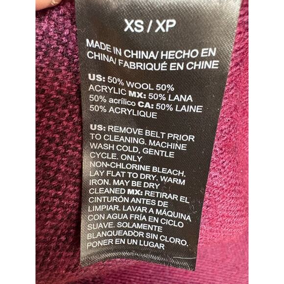 NWT XS / S White House Black Market Plum Black Sweater Coat w Belt - $180 Retail - Picture 10 of 10